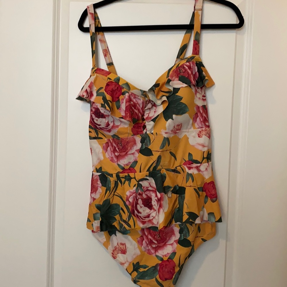 Floral one piece bathing suit